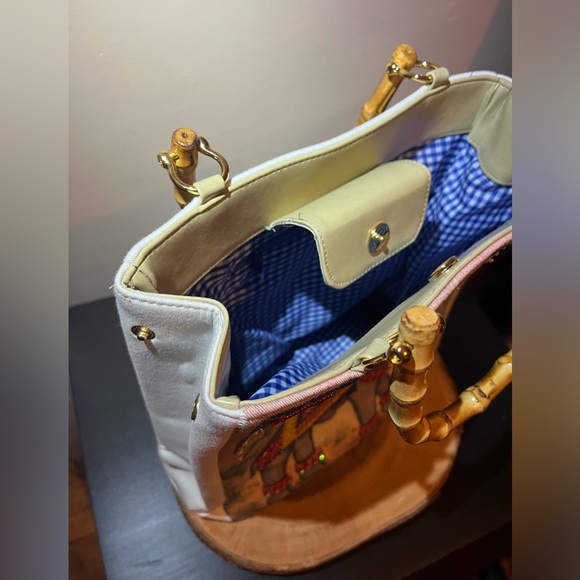 Vintage unused beaded elephant tote bamboo handles - Picture 3 of 9